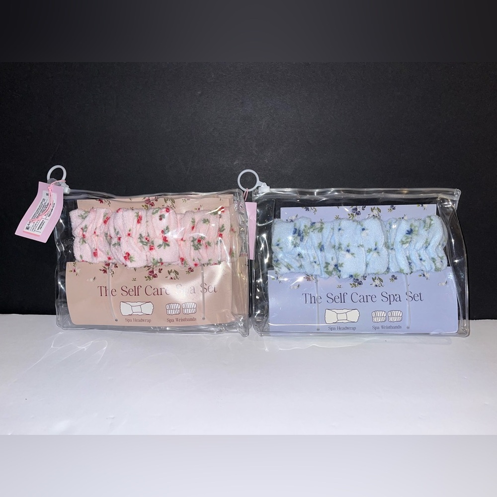 wild fable Floral Self Care Spa Headwrap Set - Pink and Light Blue